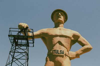Statue of a person in Tulsa OK