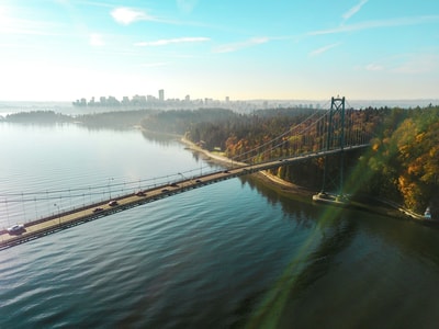 Aerial view of Vancouver Island bridge