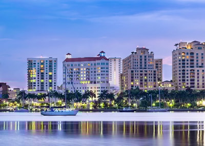 White boat docked in West Palm Beach